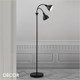 Nordlux - Ray - Black with Brass Detail Modern Designer Single Column Double Head Floor Lamp - Perfect for a Living Room, Study, Dining Room, Hotel & Reception Nordlux - Ray - Black with Brass Detail Modern Designer Single Column Double Head Floor Lamp - Perfect for a Living Room, Study, Dining Room, Hotel & Reception