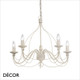 Ideal Lux - Corte, 5 arm - Antique White Finish, Hand-Crafted Candelabra Chandelier - Italian Luxury for a Dining Room, Living Room, Kitchen, Hall & Restaurant