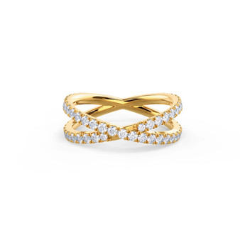 X Wedding Band 18k Gold - Diamond Pave Ring