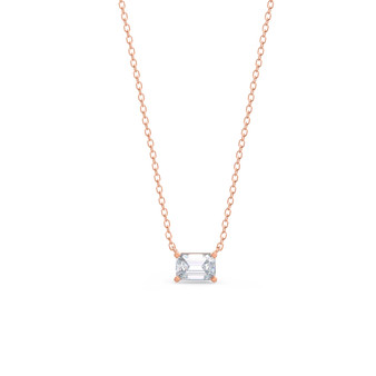 East to West Radiant Cut Pendant - 14k Gold Diamond Necklace for Women