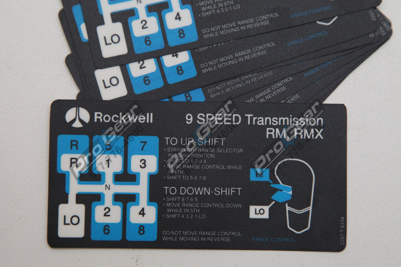 Meritor 9 Speed shift pattern decal for RM9145A, RMX9145A