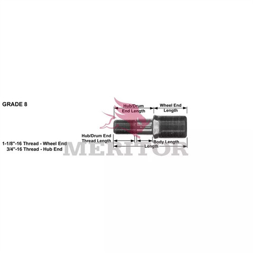 Meritor Stud-L.H. P/N: R003723L