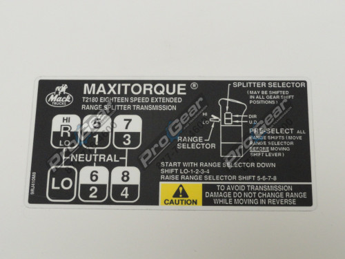 9RJ410M8 Mack 18 Speed Shift Pattern T2180 - photo 1