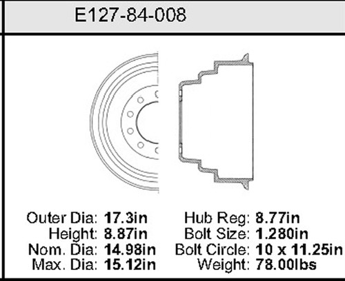 Bendix Drum P/N: E12784008