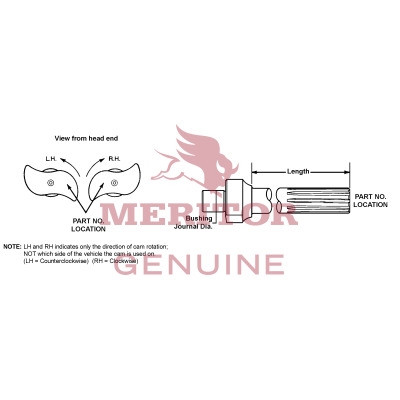 Meritor Camshaft Rh P/N: 2210N5188