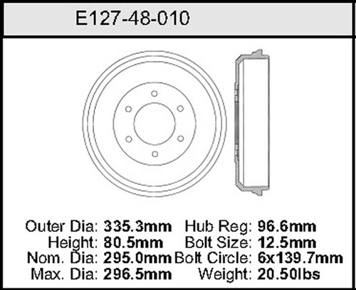 Bendix Drum P/N: E12748010