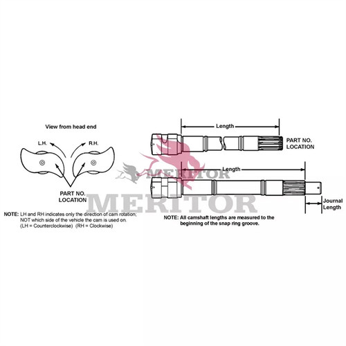 Meritor Camshaft P/N: 2210X6524