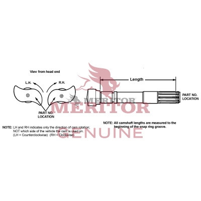 Meritor Camshaft Rh P/N: 2210Y6395