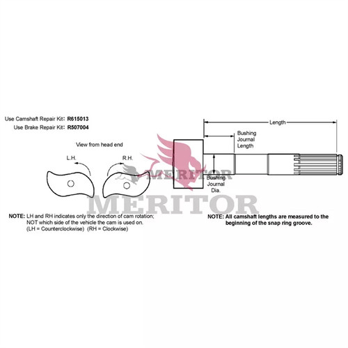 Meritor Camshaft 1.25-10 P/N: R607144