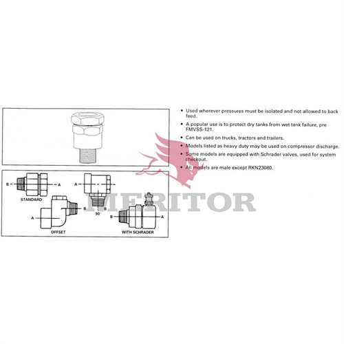 Meritor Check Valve P/N: RKN23060