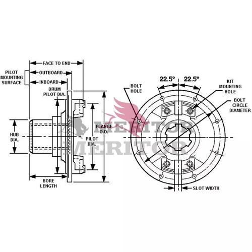 Meritor Bk Flange Yoke P/N: 92NYSB36-72 or 92NYSB3672