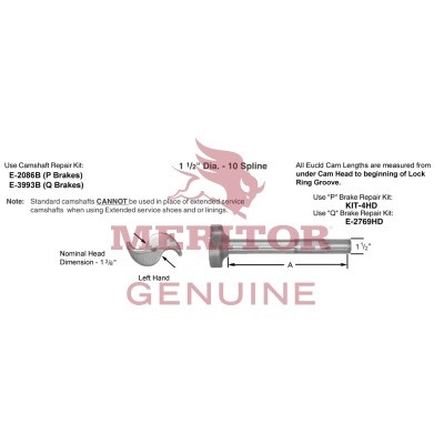 Meritor Camshaft / Rh P/N: 2210E5543