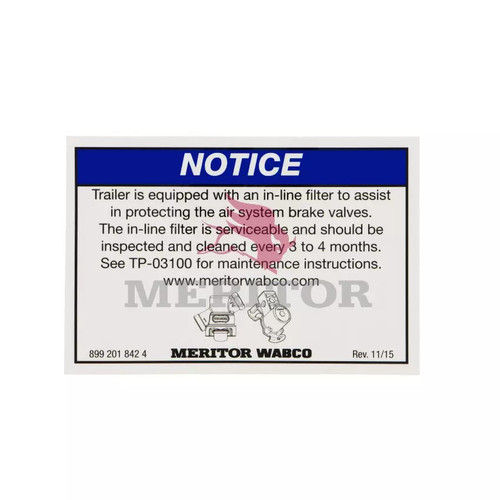 Meritor Packaging Label P/N: 8992018424