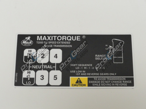 25159336 or 9RJ410M2 Mack T2060 6-Speed Shift Pattern Diagram - photo 1