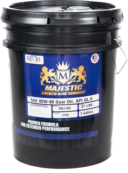 MAJ80W905G Majestic 80W-90 Gear Oil, API GL-5, 5 Gallon Pail