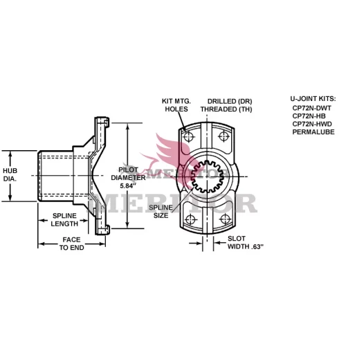AxleTech Companion Yoke Assembly P/N: 72NYS28162A