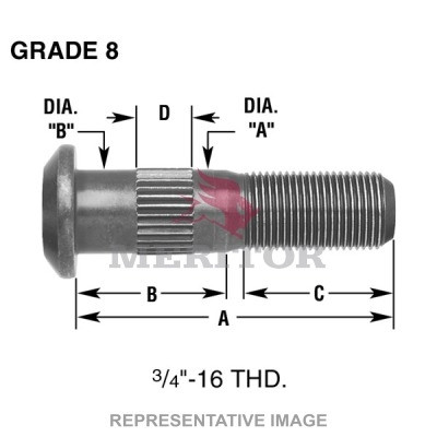 Meritor Bolt-Serrated 3/4-1 P/N: 09-002085 or 09002085