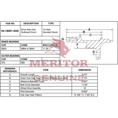 Meritor Assembly - Hub / Rotor P/N: 16-16001-1002 or 16160011002