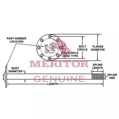 3202A9491 Meritor Axle Shaft