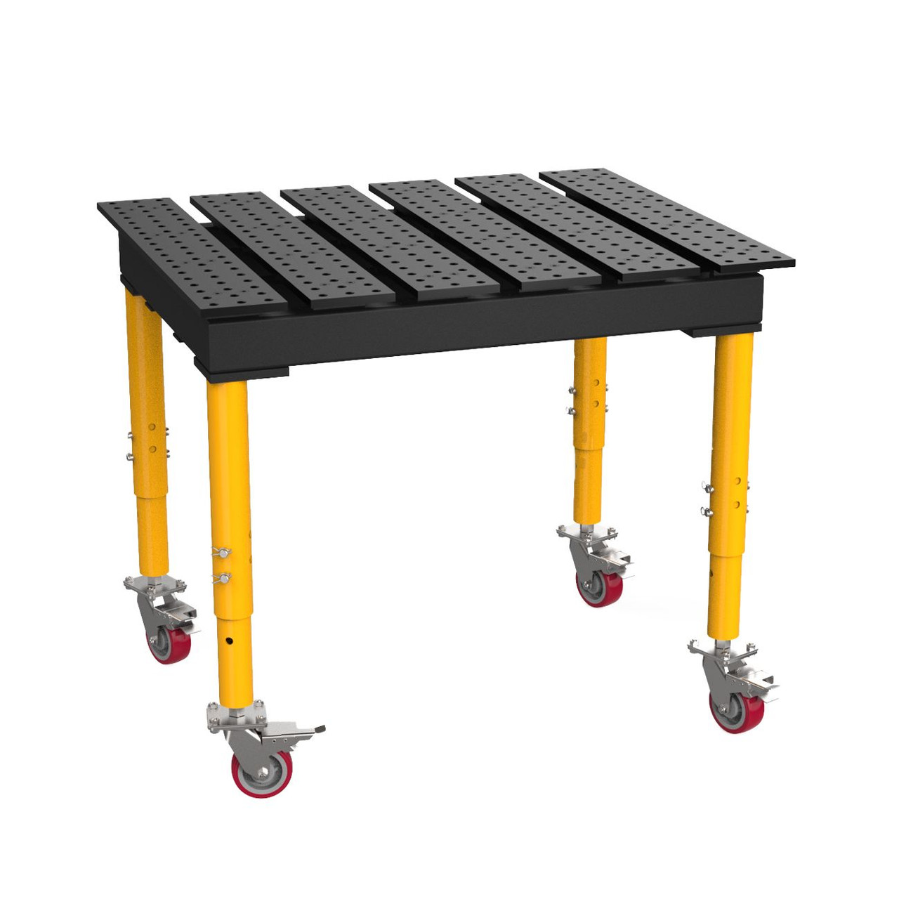 BuildPro 4' x 3' Slotted Welding Table, Standard Finish, Adjustable Heavy- Duty Legs with Casters, Table