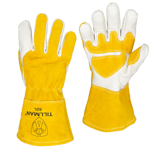 Tillman 50 MIG Welding Gloves, Premium Top Grain/Split Cowhide, Cotton Fleece Lined, Reinforced Palm, Medium (50M)