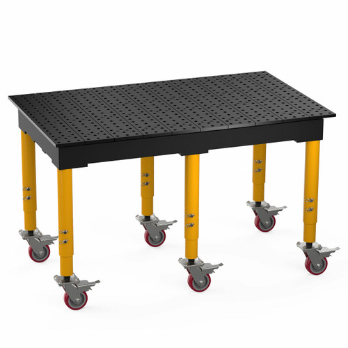 BuildPro 5' x 3' MAX Welding Table, Nitrided Finish, Adjustable Heavy-Duty Legs with Casters, Table Surface Height 33.3" - 43.3" (TMQRC56036F)