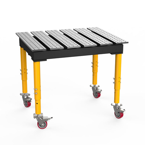 BuildPro 4' x 3' Slotted Welding Table, Standard Finish, Adjustable Heavy-Duty Legs with Casters, Table Surface Height 33.3" - 43.3" (TMRC54738)