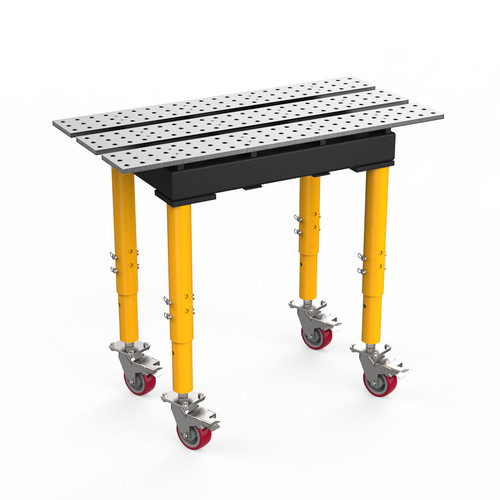BuildPro 2' x 4' Slotted Welding Table, Standard Finish, Adjustable Heavy-Duty Legs with Casters, Table Surface Height 33.3" - 43.3" (TMRC52246)