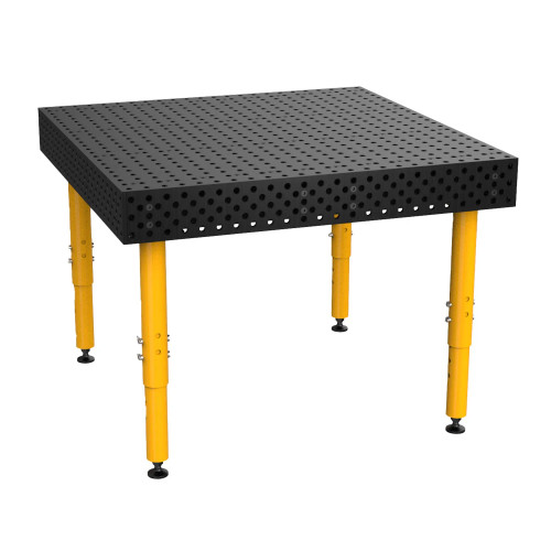 BuildPro 4' x 4' ALPHA 5/8 Welding Table, Nitrided Finish, Adjustable Heavy-Duty Legs, Table Surface Height 28.5" - 38.5" (TA5-4848Q-B1)