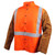 Black Stallion JH1012-OR-M, Hybrid Welding Jacket, Safety Orange FR Cotton with FR Reflective Trim and Leather Sleeves, Medium