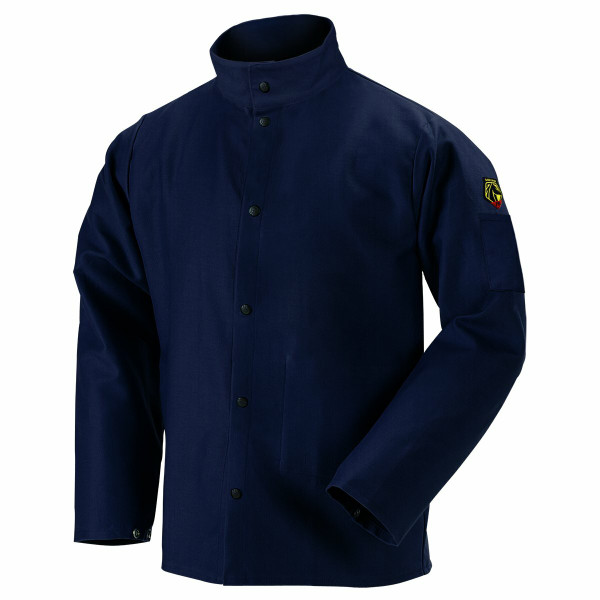 Black Stallion TruGuard 200 FR Cotton Welding Jacket, Navy, Large (FN9-30C-L)