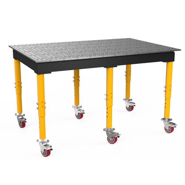 BuildPro 6' x 4' MAX Welding Table, Standard Finish, Adjustable Heavy-Duty Legs with Casters, Table Surface Height 33.3" - 43.3" (TMRC57248F)
