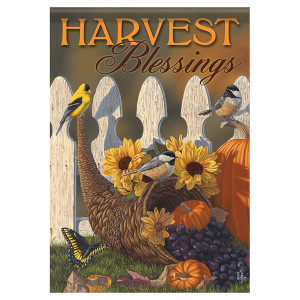 Thanksgiving Garden Flag - Autumn Harvest Cornucopia