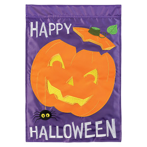 Halloween Applique Garden Flag - Happy Pumpkin