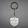 Handmade Aluminum Dirt Bike Number Plate shaped Key Chain with Customized 250cc Style Graphics created by Moto Tags.
