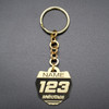 Handmade Brass Dirt Bike Number Plate shaped Key Chain with Customized 250cc Style Graphics created by Moto Tags.