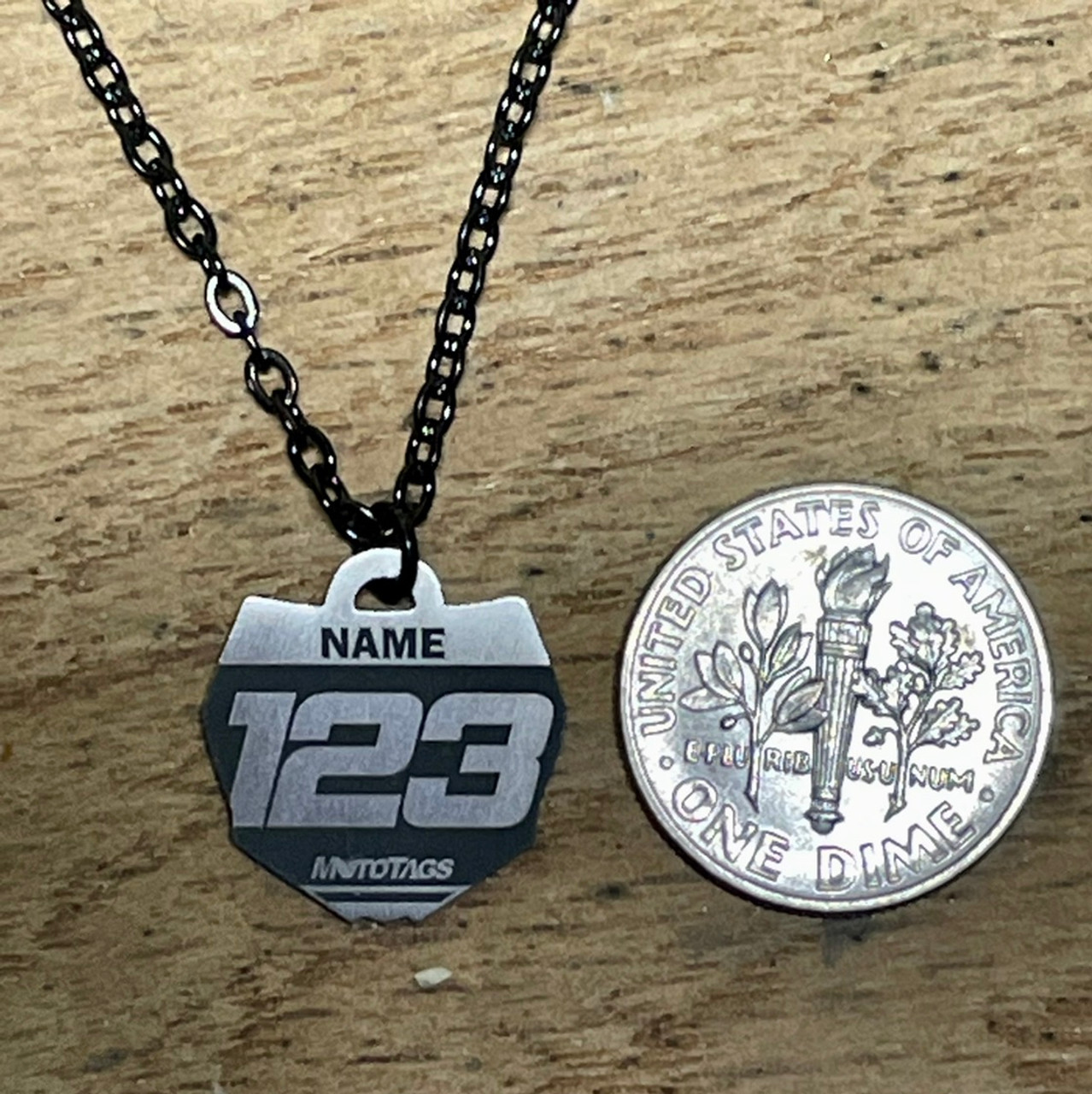 Mini Titanium Number Plate Necklace with Personalized Graphics