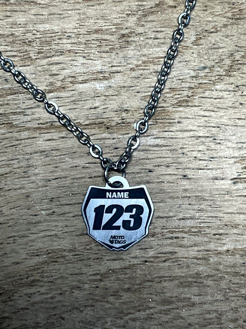 Mini Titanium Number Plate Necklace with Personalized Graphics