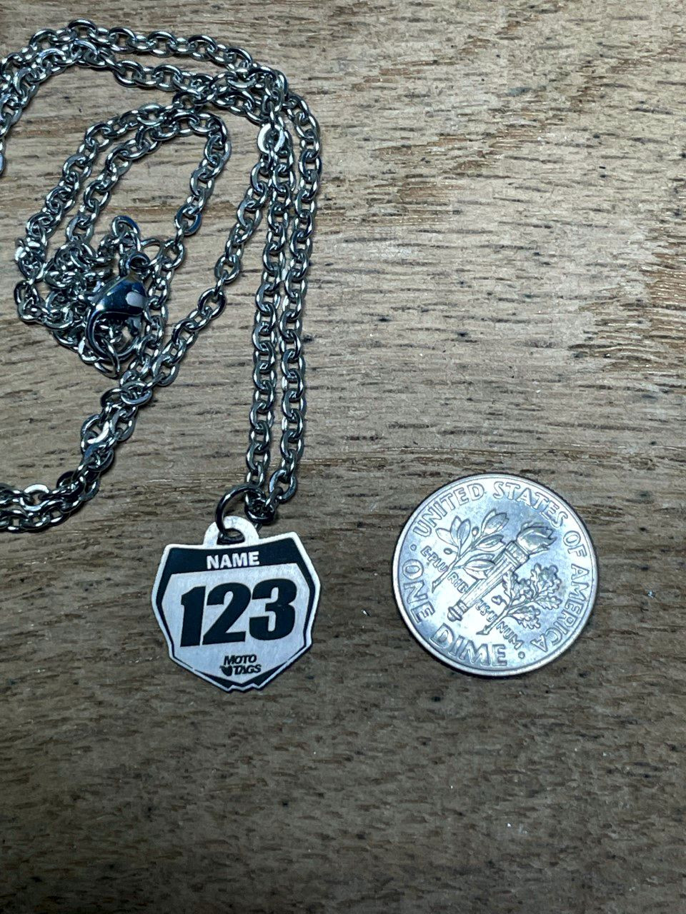 Mini Titanium Number Plate Necklace with Personalized Graphics
