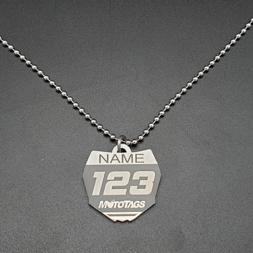 Dirt Bike Number Plate Necklace with Personalized Graphics Style 1
