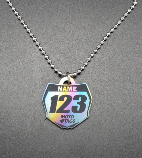 Northern Lights Titanium Number Plate Necklace with Personalized Graphics