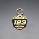 Handmade Brass Dirt Bike Number Plate shaped Pet ID Tag with Customized 250cc Style Graphics created by Moto Tags.