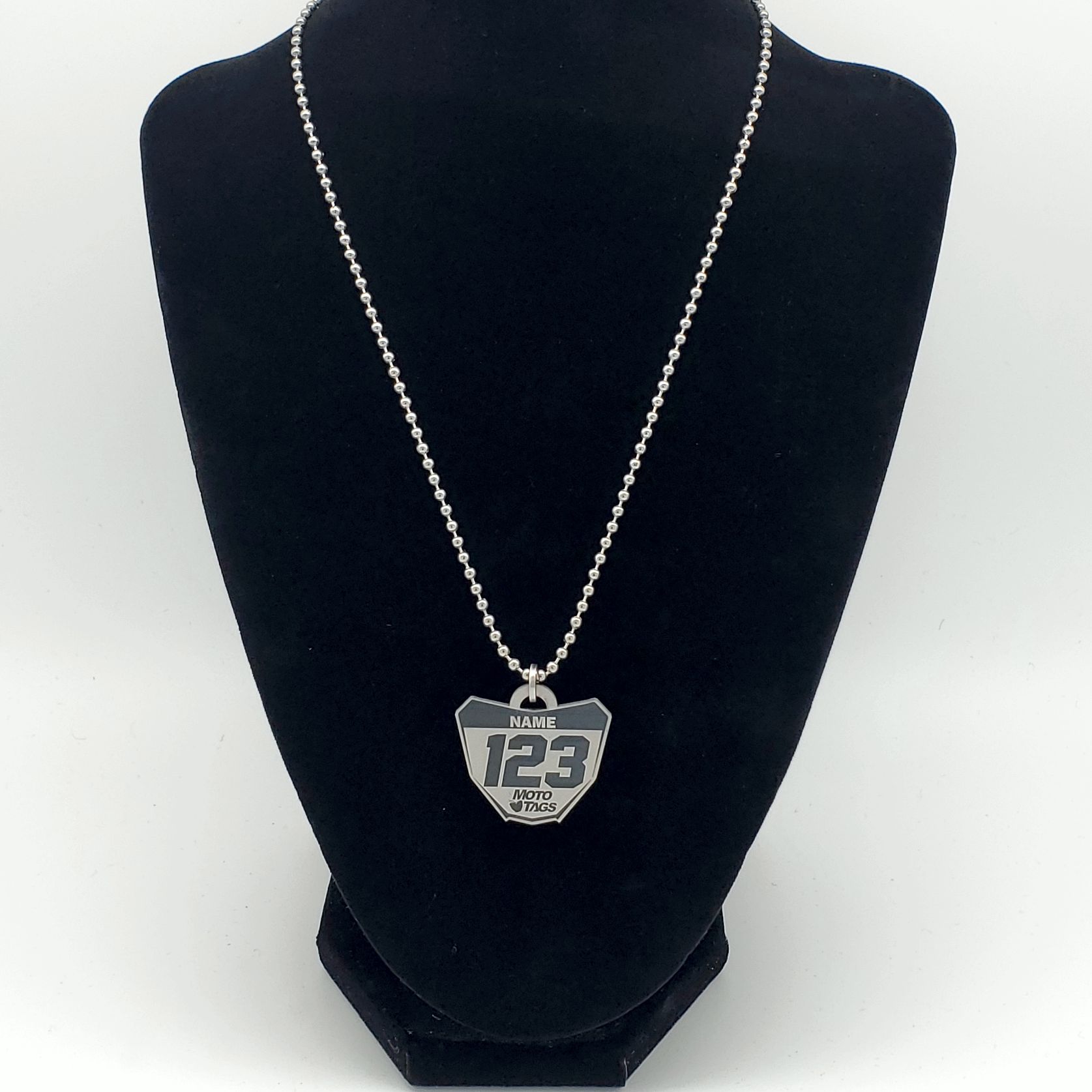 Dirt Bike Number Plate Necklace with Personalized Graphics Style 4