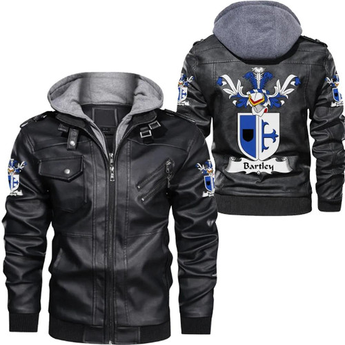 Bartley Family Crest Zipper Leather Jacket A7
