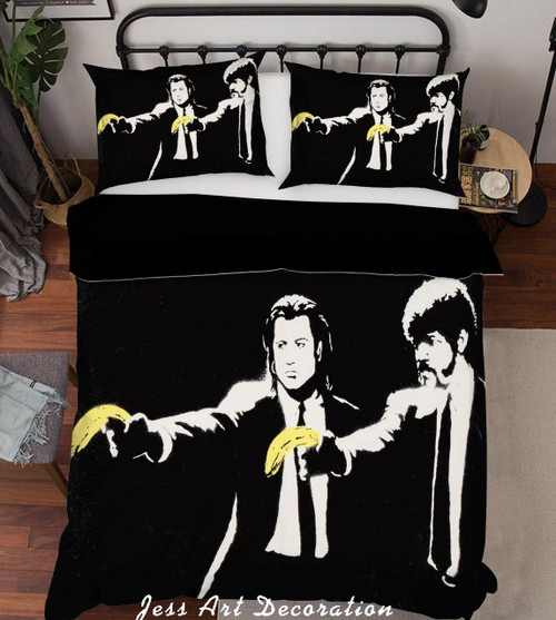 3D Banksy Pulp Fiction Quilt Cover Set Bedding Set Duvet Cover Pillowcases Zy D37, US King Size, Bedding Set5891 - BOBBY SHOP