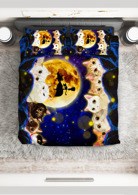 #H010 - Spooky Cats Looking At The Guys Bedding Set - 40%Off - Exclusive Offer