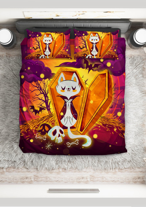 #H006 - Halloween Spooky Cat In The Moon Light Bedding Set - 40% Off - Exclusive Offer
