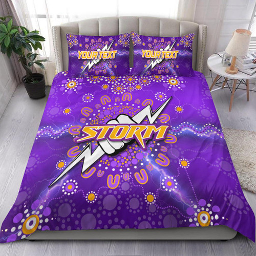 (Custom Personalised) Melbourne Storm Bedding Set Aboriginal Dot LT6