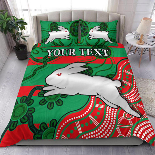 (Custom Personalised) Rabbitohs Bedding Set Nippy Indigenous LT13