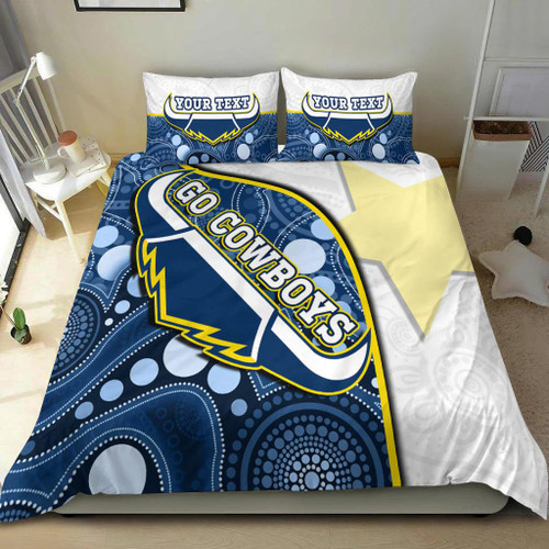 (Custom Personalised) Cowboys Rugby Bedding Set Indigenous Pattern 2022 Premiers Sporty Style LT14